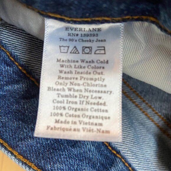 Everlane The 90s Cheeky Jeans Organic Cotton Denim size28 Ankle Blue button fly - Picture 8 of 12